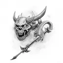 Demon halberd tattoo design idea