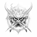 Demon halberd tattoo design idea