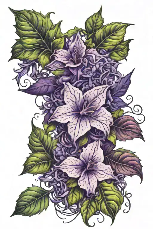 purple flower ivy vines tattoo design idea