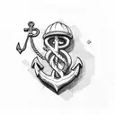Anchor on left facing. add name on upper and down tattoo design idea