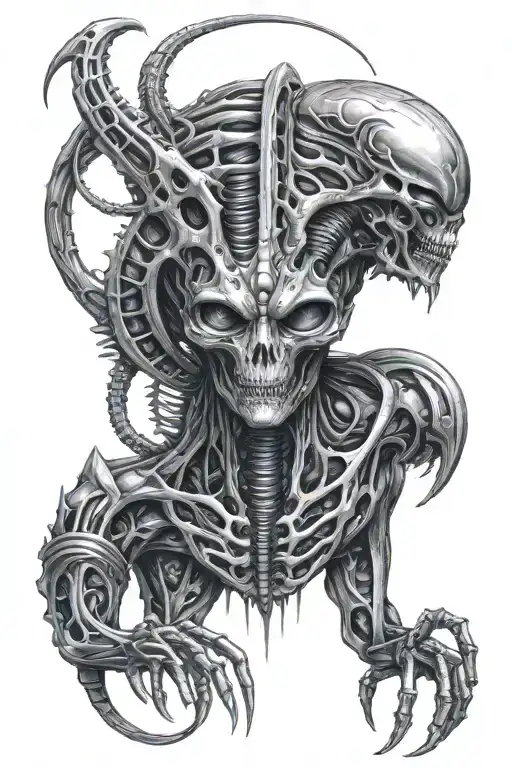 biomechanic giger alien symetric tattoo tattoo design idea