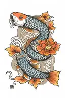 Japanese koi fish half sleeve tattoo design idea