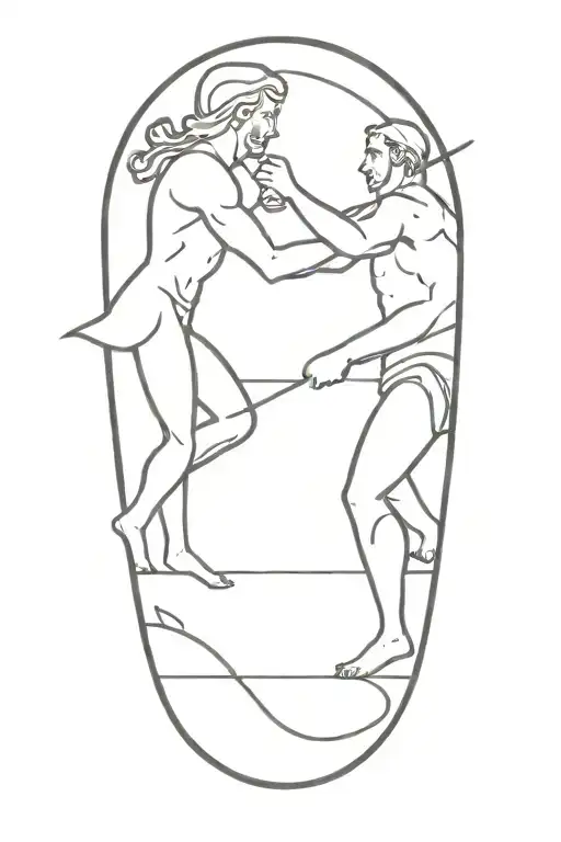 Achilles fighting Hector greek art abstract  tattoo design idea