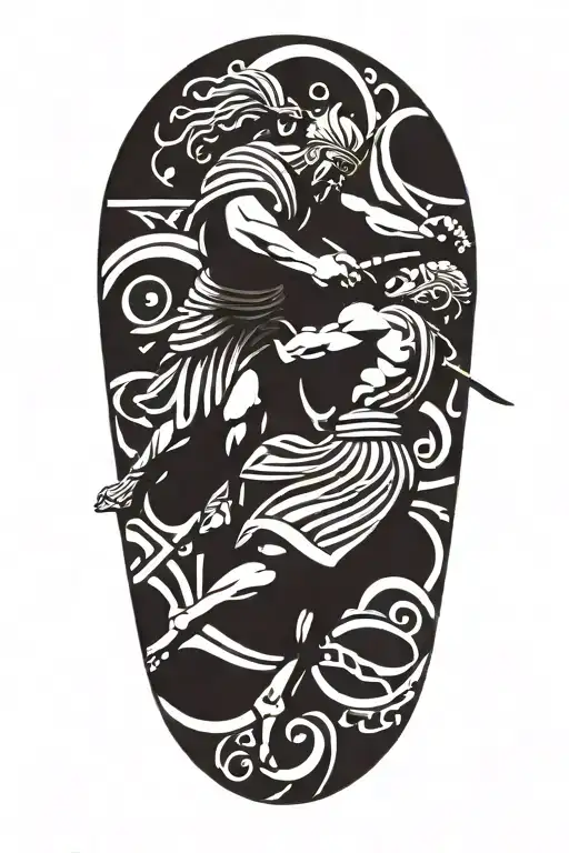 Achilles fighting Hector greek art abstract  tattoo design idea