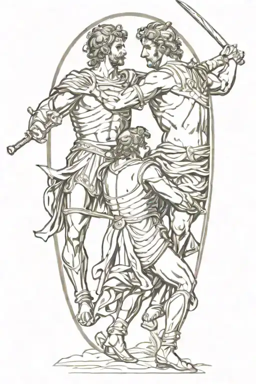 Achilles fighting Hector tattoo design idea