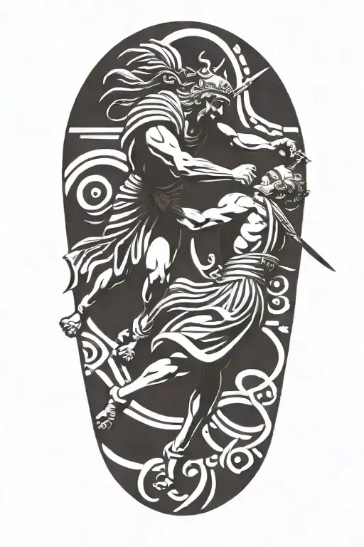 Achilles fighting Hector greek art abstract  tattoo design idea