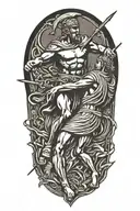 Achilles fighting Hector greek art abstract  tattoo design idea