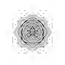 An intricate design featuring geometric patterns and symbols of resilience in a cohesive composition tattoo design idea