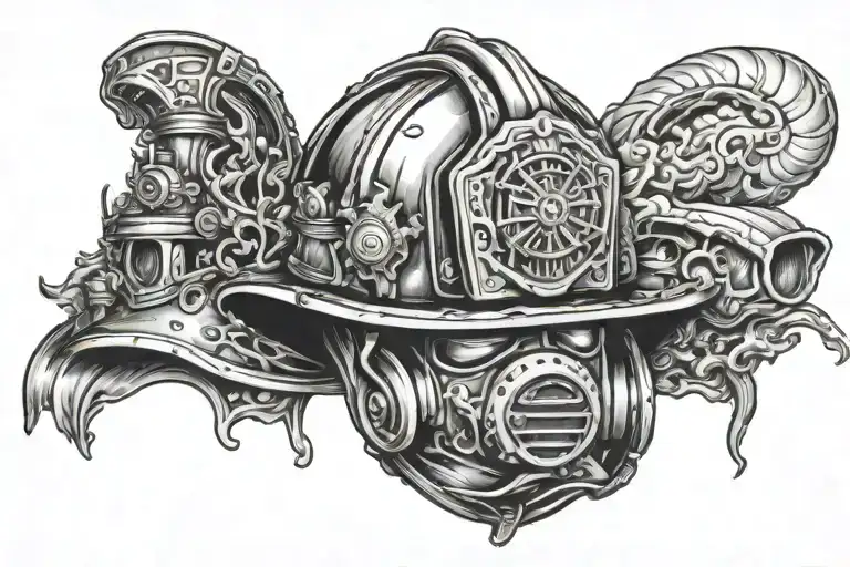 Firefighter helmet tattoo design idea