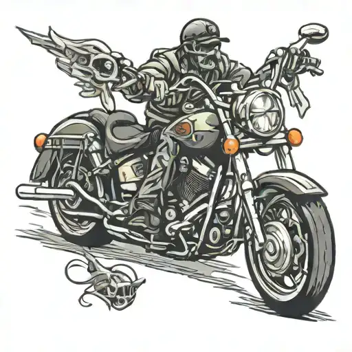 chopper Harley Davidson biker riding tattoo design idea
