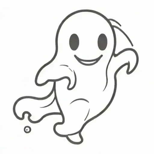 cartoon smiling ghost tattoo design idea