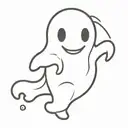 cartoon smiling ghost tattoo design idea