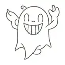 cartoon smiling ghost tattoo design idea