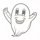 cartoon smiling ghost tattoo design idea