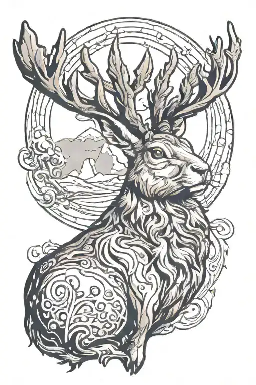 jackalope howling at the moon tattoo design idea