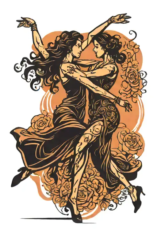 two women dancing tango couple dancing silhouette made tattoo design idea