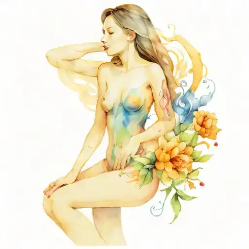  nu woman body tattoo design idea