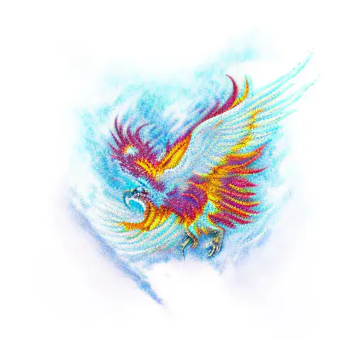 Phoenix torn skin tattoo design idea