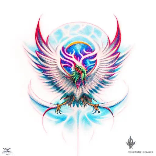 Phoenix torn skin tattoo design idea