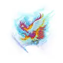 Phoenix torn skin tattoo design idea