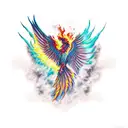 Phoenix torn skin tattoo design idea