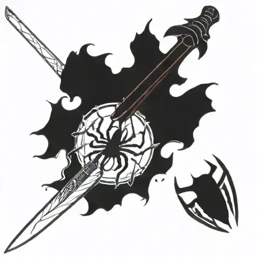 Sword with coolass spider thats small this tattoo is for ur forearm where the sword is cool as fuck take ichigo sword tattoo design idea