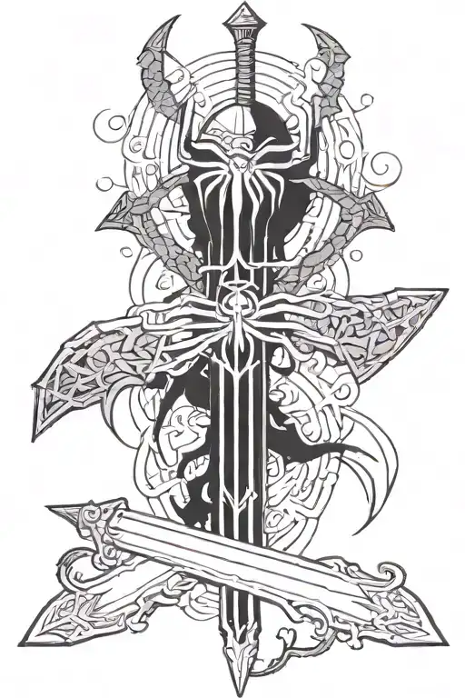 Sword with coolass spider thats small this tattoo is for ur forearm where the sword is cool as fuck take ichigo sword tattoo design idea