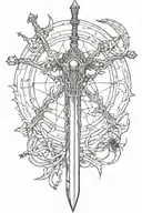 Forearm tattoo that is a cool sword thats simple but sick asf import little aspects of spiders into it tattoo design idea