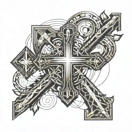 the cross anchors the heart and from the cross goes the light tattoo design idea