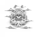 sunset beach tattoo design idea