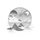 sunset beach tattoo design idea