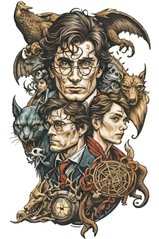 Harry Potter, Lord of the Rings, pride and prejudice, vampires, werewolves, faeries, and dragons. tattoo design idea