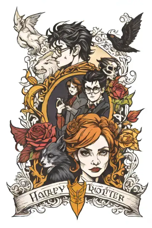 Harry Potter, Lord of the Rings, pride and prejudice, vampires, werewolves, faeries, and dragons. tattoo design idea
