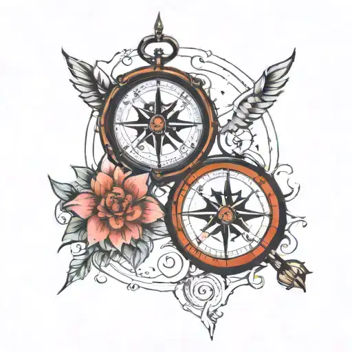 compass with inside the taurus symbol on top my date of birt 09/05 and on the bottom my year of birt 2006 tattoo design idea