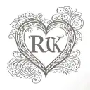 initials RCK shaped in a heart shape tattoo design idea