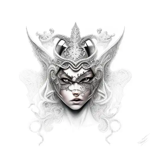 Dark Fantasy, Girl-knight,  tattoo design idea