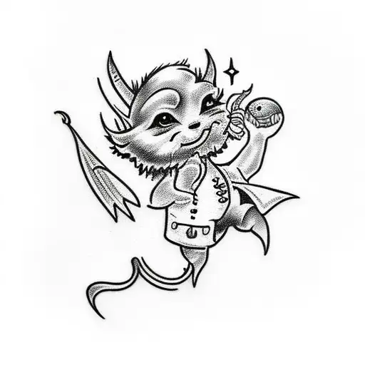 cute imp tattoo design idea