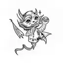 cute imp tattoo design idea