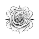 Two roses intertwined with a clock and a compass tattoo design idea