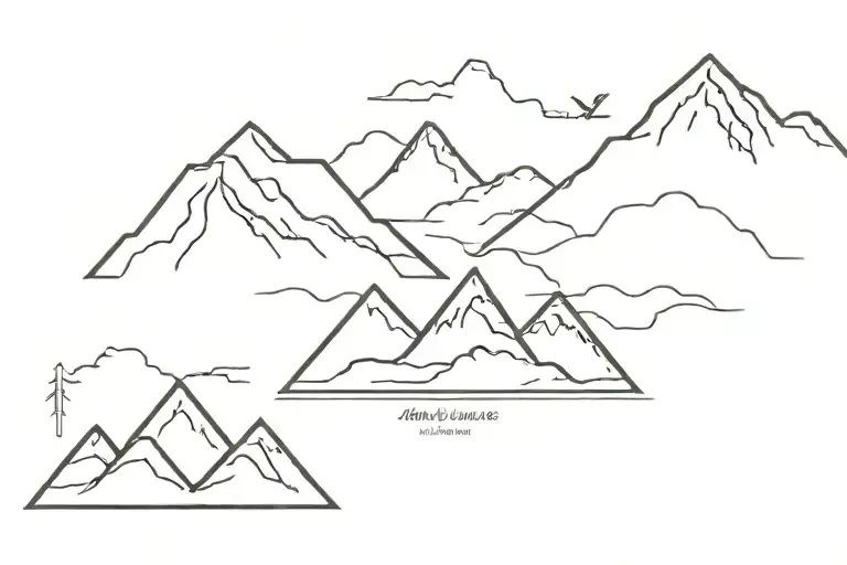 3 mountains with the names Reuben Sadie and Sophia as the outline tattoo design idea