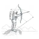 astronaut standing on top of a wall shooting a bow and arrow out into space  tattoo design idea