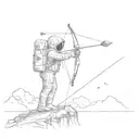 astronaut standing on top of a wall shooting a bow and arrow out into space  tattoo design idea