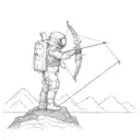 astronaut standing on top of a wall shooting a bow and arrow out into space  tattoo design idea