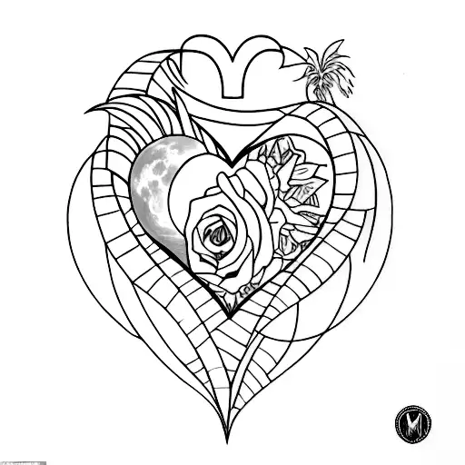 words "Luna Marie • Izzy Jean" in shape of heart tattoo design idea