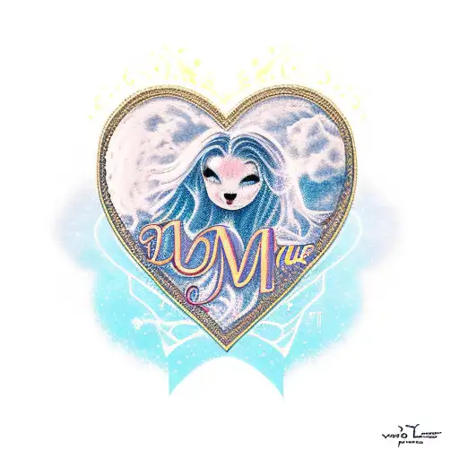 words "Luna Marie • Izzy Jean" in shape of heart tattoo design idea