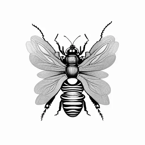 insect with famous artwork tattoo design idea