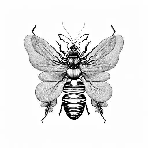 insect with famous artwork tattoo design idea