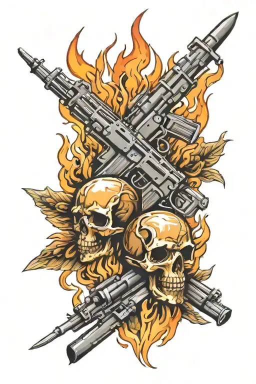 infantry flames bullets forming tattoo design idea
