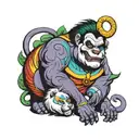 chubby joker with a rainbow gorilla and a white lion tattoo design idea