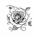 growth script, rose, stem  tattoo design idea